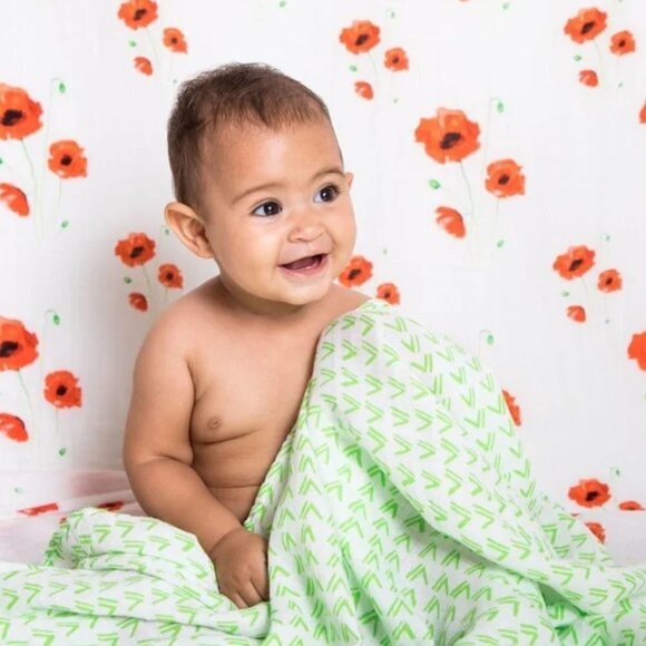 Malabar Baby 2 Pack Organic Muslin Swaddles Gift Set Poppyfield and Grass NEW - Picture 11 of 14